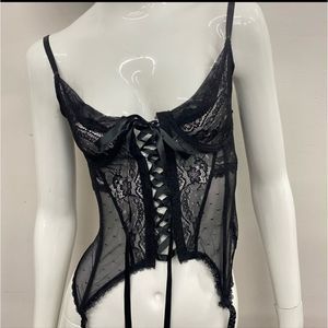 Widow Black Lace Bustier Lace-up Cami-L